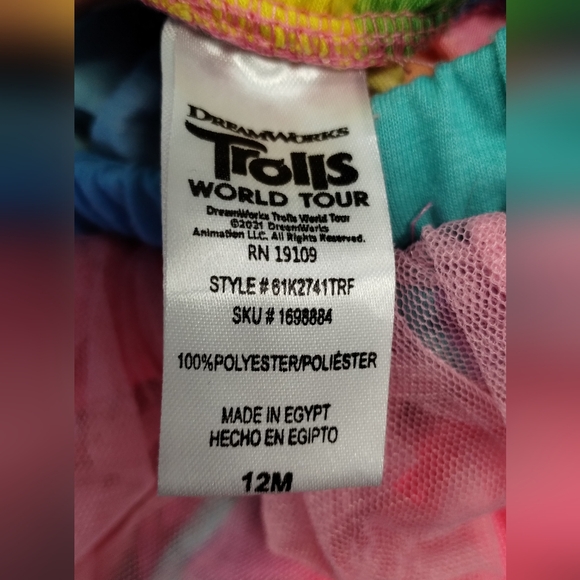 Dream Works Trolls World Tour colorful Rainbow tutu baby girl 12 M Balletcore - Picture 8 of 9